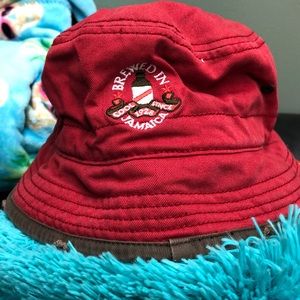 Red bucket hat